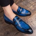 Blue Royal  Teal Croc Formal Prom Party Loafers Flats Dress Shoes